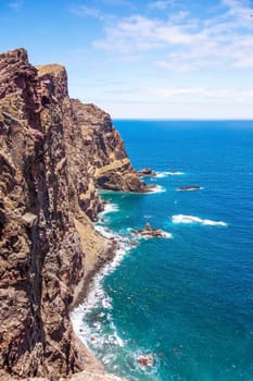 Mountainous cliff coast - peninsula Ponta de Sao Lourenco - east of Madeira