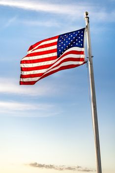 American flag star and stripes on the blue sky