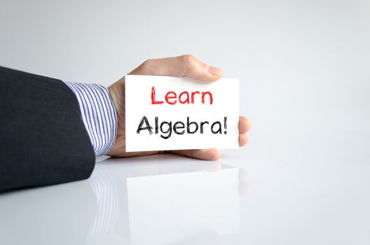 Learn algebra text concept isolated over white background