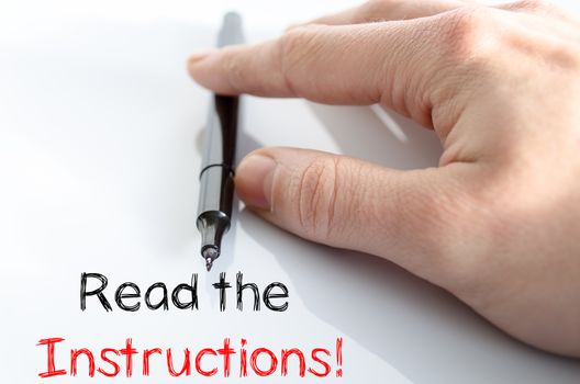 Read the instructions text concept isolated over white background