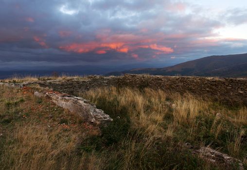 evening mountain plateau landscape (Carpathian, Ukraine)