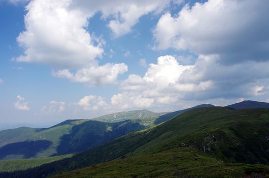 evening mountain plateau landscape (Carpathian, Ukraine)