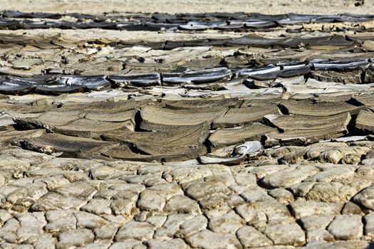 Texture of dried river mud in Berca Buzau Romania