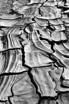 Texture of dried river mud in Berca Buzau Romania