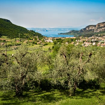 Garda lake and Garda city views from the surrounding hills