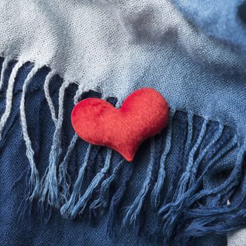 heart shave on blue scarf