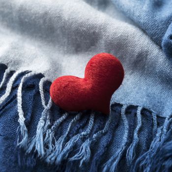 heart shave on blue scarf