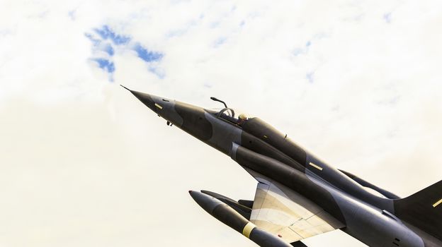 LETHBRIDGE CANADA - JUN 25, 2015: Royal Canadian Air Force CF-18 Hornet tactical fighter aircraft displaying flight agility at the Wing Over Lethbridge  Airshow