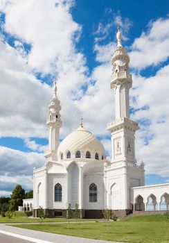 Tatarstan Bulgar muslim regious building with blue sky and clouds