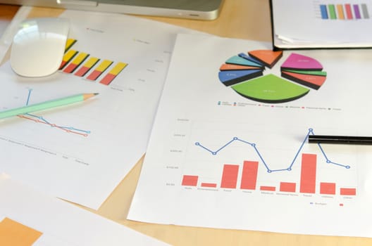 colorful graphs, charts, marketing research and business annual report background