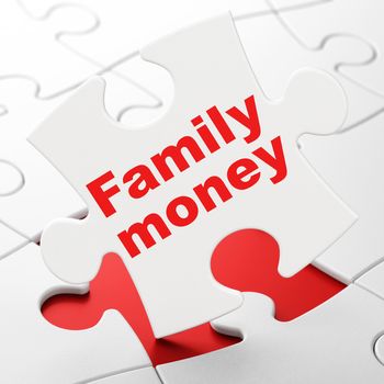 Money concept: Family Money on White puzzle pieces background, 3d render