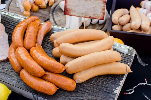 Sausages put together the wood