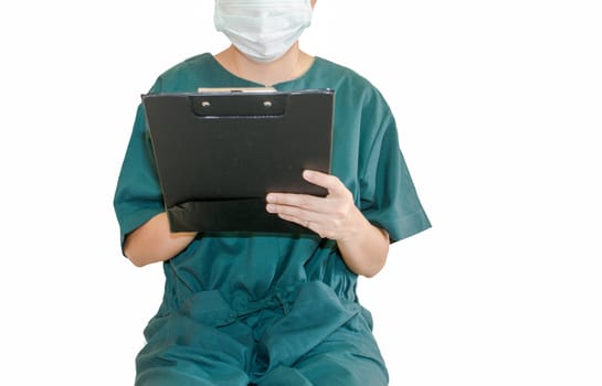 surgeon holds the document