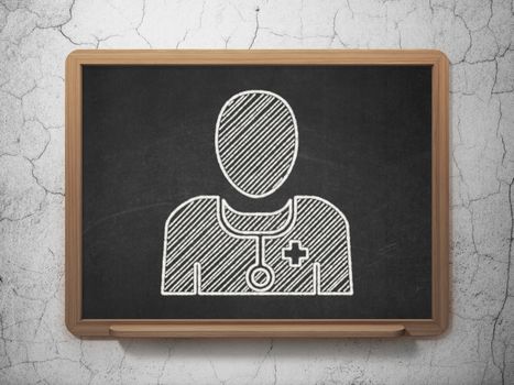 Health concept: Doctor icon on Black chalkboard on grunge wall background