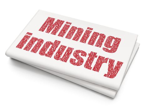 Manufacuring concept: Pixelated red text Mining Industry on Blank Newspaper background