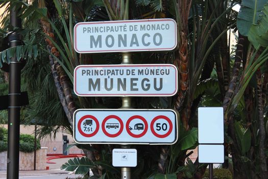 Monaco Entrance Traffic Sign Principality of Monaco. French Riviera