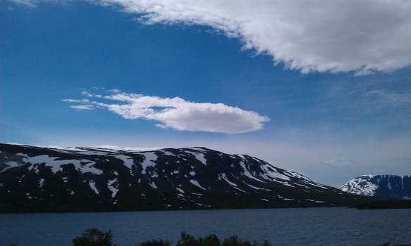 Snow in the mountains in July