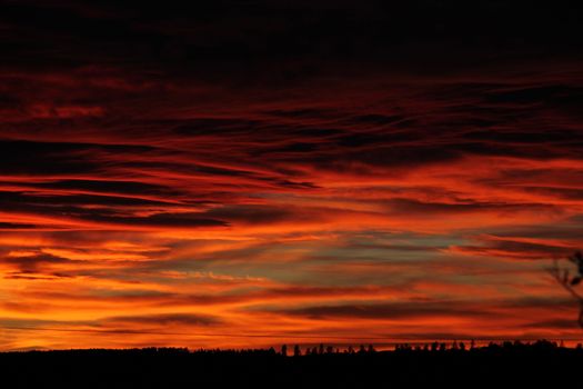 Sunset, sky on fire