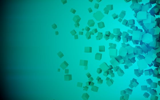 a green cubes abstract background, 3d Illustration