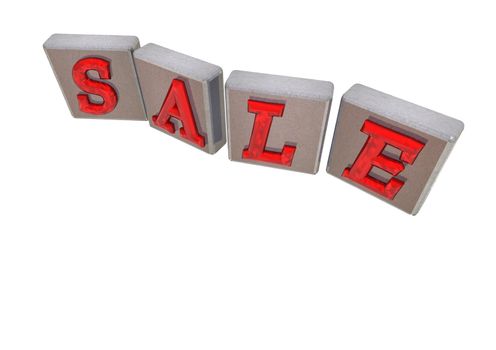 The SALE word made of blocks with letters