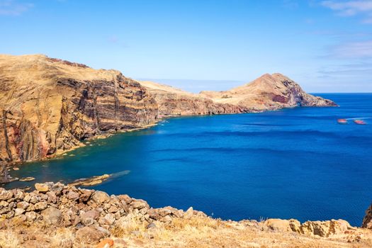 View of rock gate Ponta do Furado - the most easterly point on Madeira