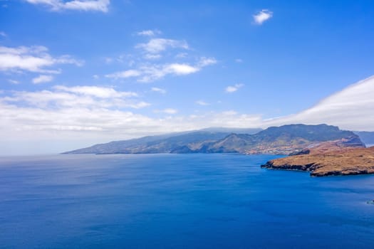 East coast of Madeira island - view towards Madeira Airport from peninsula Ponta de Sao Lourenco - most easterly point Ponta do Furado