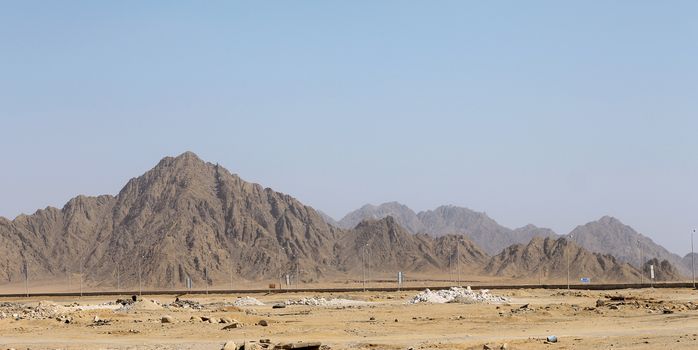 Egyptian Desert And Clear Sky In The Daylight