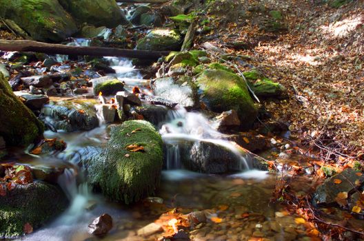 beautiful waterfall scene, ukraine carpathian shipot waterfall