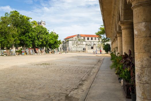 An ancient square in the historic center of Havana, Cuba