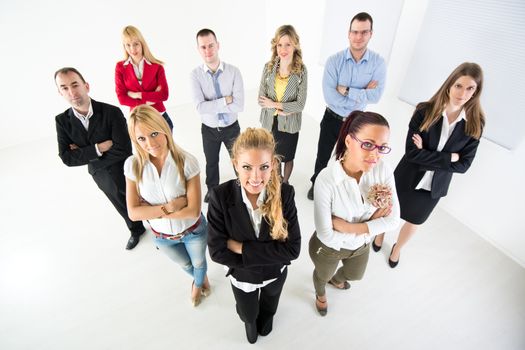 Group of a Successful Business People standing together with cross-armed and looking at the camera.
