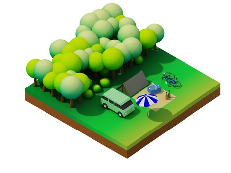 Isometric forest camping