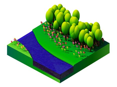 isometric nature and landscape