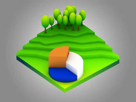 landscape concept isometric infographic,showing data analytics