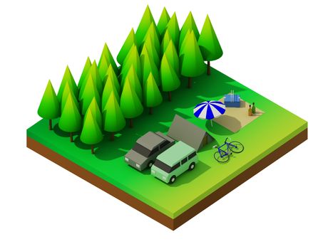 Isometric forest camping