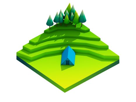 green earth concept in isometric view