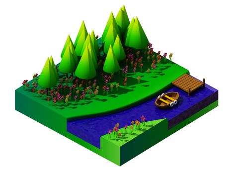 isometric nature and landscape