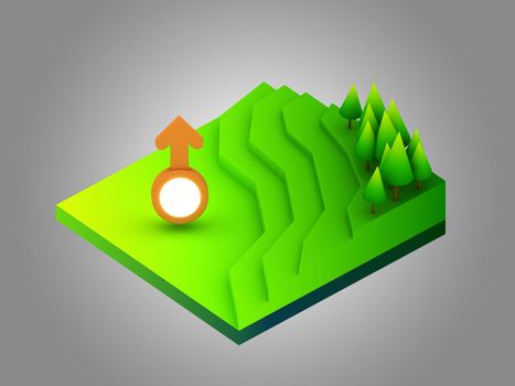 landscape concept isometric infographic,showing data analytics