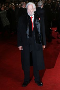 UNITED KINGDOM, London: Donald Sutherland attends the UK premiere of The Hunger Games: Mockingjay - Part 2 at Odeon Leicester Square in London on November 5, 2015. 