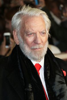 UNITED KINGDOM, London: Donald Sutherland attends the UK premiere of The Hunger Games: Mockingjay - Part 2 at Odeon Leicester Square in London on November 5, 2015. 