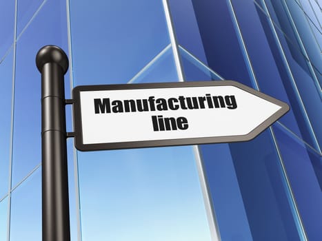 Manufacuring concept: sign Manufacturing Line on Building background, 3d render