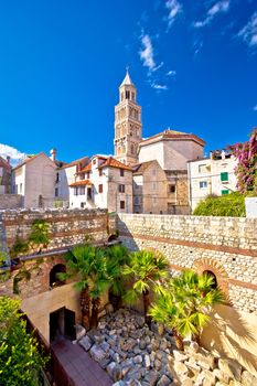 Split historic architecture of Diocletian's palace, UNESCO world heritage site, vertical view, Croatia