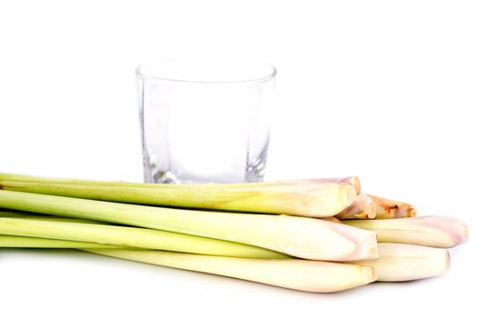 lemongrass drink, clear glass filled .