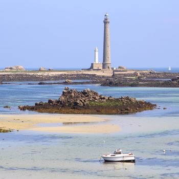 The tallest lighthouse in Europe, Ile Vierge, near Plouguerneau, Finistere, Brittany, France