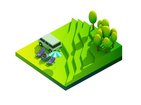 green earth concept in isometric view