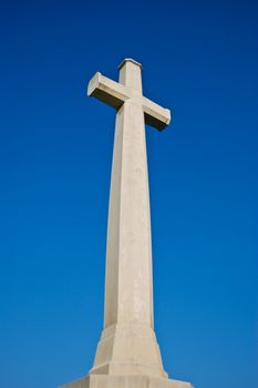 the white cross on the day of blue sky