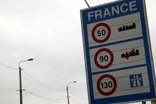FRANCE, Halluin: Belgium-France border is seen on a highway in Halluin, northern France, on November 6, 2015, as French Interior Minister Bernard Cazeneuve announced that France will reinstate controls on its borders for a month as part of larger security measures around the Nov. 30-Dec. 11 major U.N. climate conference COP21, in Paris. French authorities are on alert for violent protesters as well as potential terror attacks.