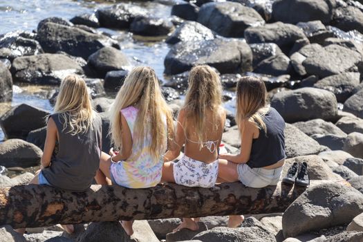 BREAKA BURLEIGH PRO 2013 , GOLD COAST, AUSTRALIA - FEB 3: Unidentified female spectators viewing the surfer compete on the Burleigh Pro 2013 event, February 3, 2013, Burleigh , Gold Coast, Australia