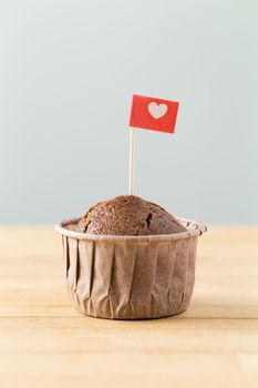 Flag on muffin with heart shape