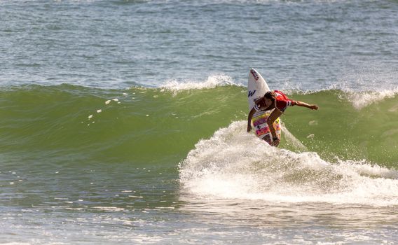 BREAKA BURLEIGH PRO 2013 , GOLD COAST, AUSTRALIA - FEB 3: Unidentified professional female surfer compete on the Burleigh Pro 2013 event, February 3, 2013, Burleigh , Gold Coast, Australia