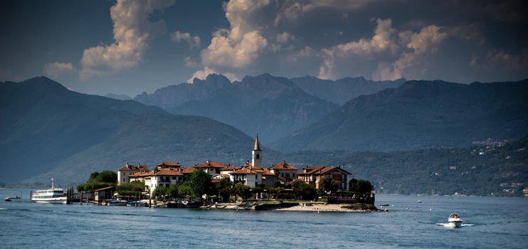 Romantic view on Isola dei Pescatori island on lago maggiore